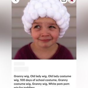 Mrs. Claus/granny wig for kids Cotton ball wig for child